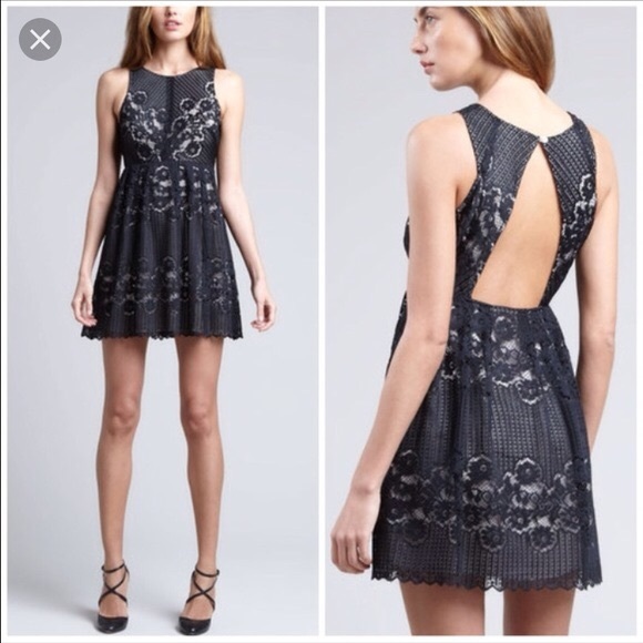 Free People Dresses & Skirts - Free People Black Lace Open Back Dress F198